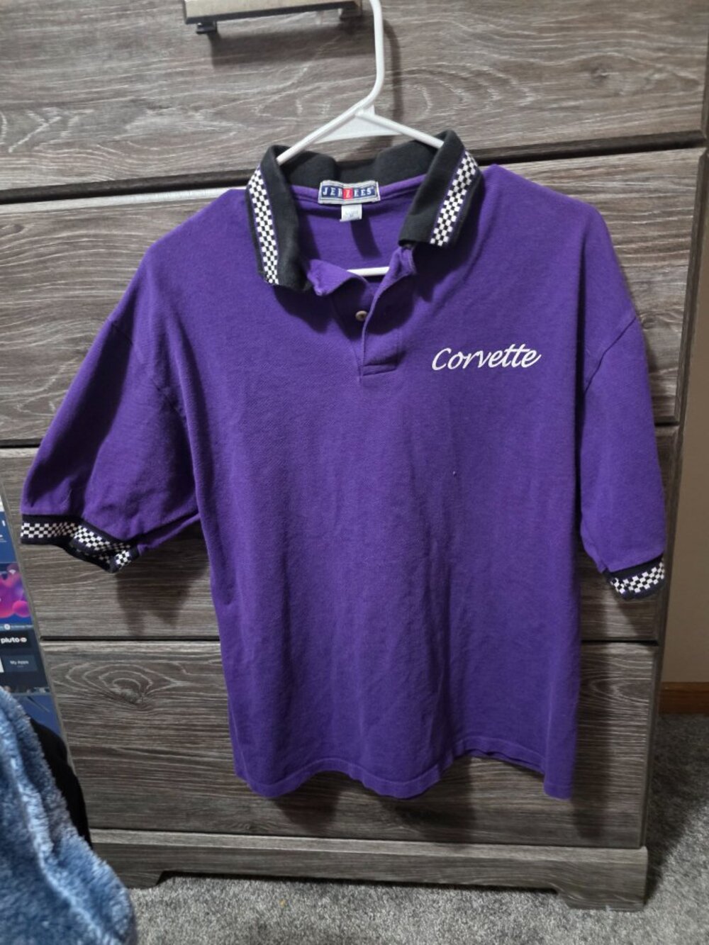 Jerzees Men's M Corvette 2 Button Down Coller Short sleeve Polo Shirt Purple - Picture 4 of 6
